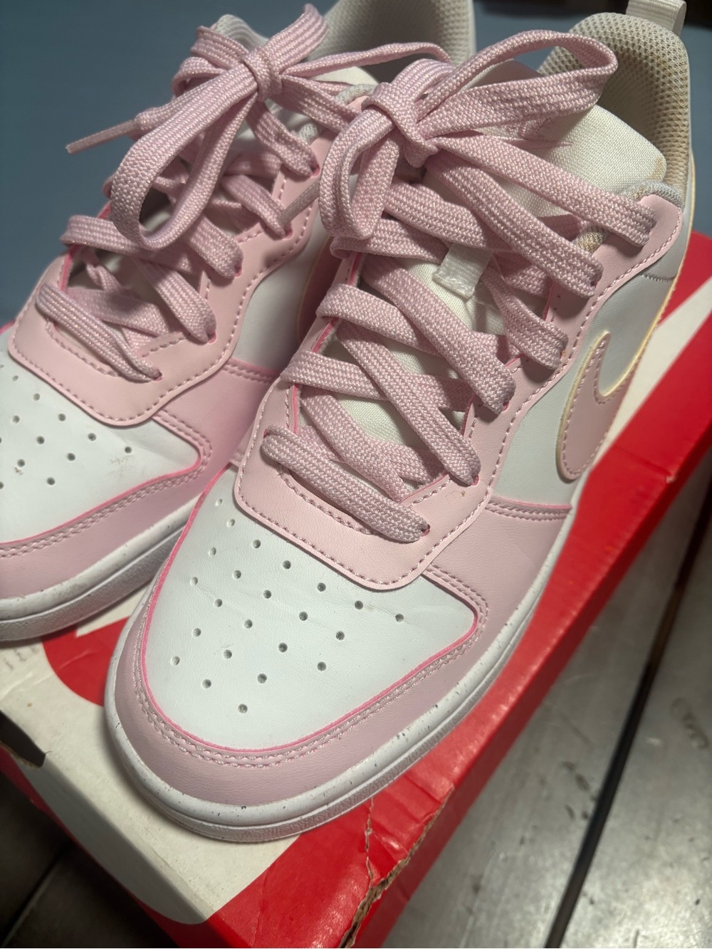 Nike Light Pink and White Low-Top Sneakers